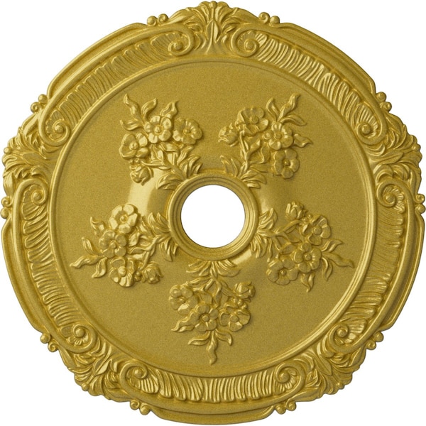 Ekena Millwork Attica with Rose Ceiling Medallion (Canopies up to 4 1/2"), 26"OD x 3 3/4"ID x 1 1/2"P, Rich Gold CM26ATRGS - main